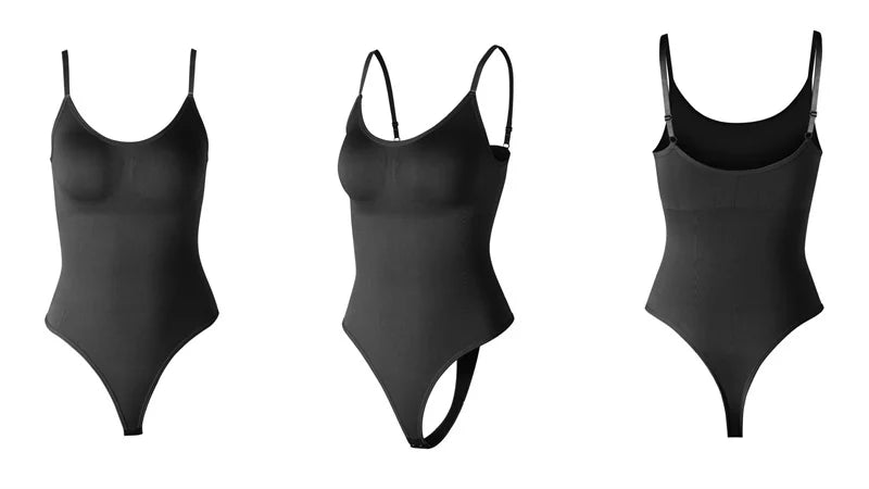 GUUDIA Spandex Bodysuit Thong String Shapewear Compression Body Shapers Cupless Wirefre Open Crotch Tummy Control Jumpsuit