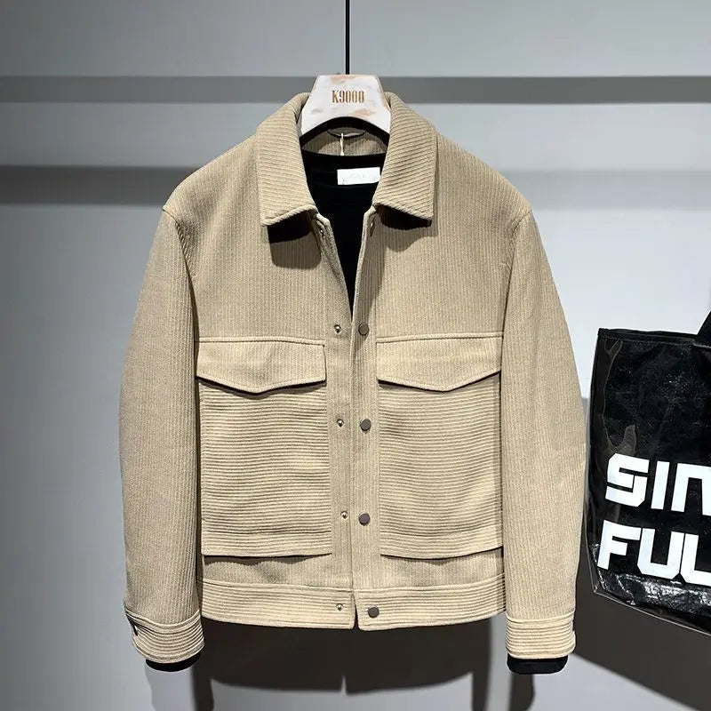 Jacket Men's Lapel Loose and Simple Jacket Trendy Brand Youth Coat Fashionable and Personalized Top Men