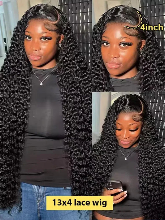 Luvkiss 180 Density Transparent HD Human Hair Wig 30 32 40 Inch Deep Wave 13x4 Curly Lace Front 13x6 Water Wave Lace Frontal Wig