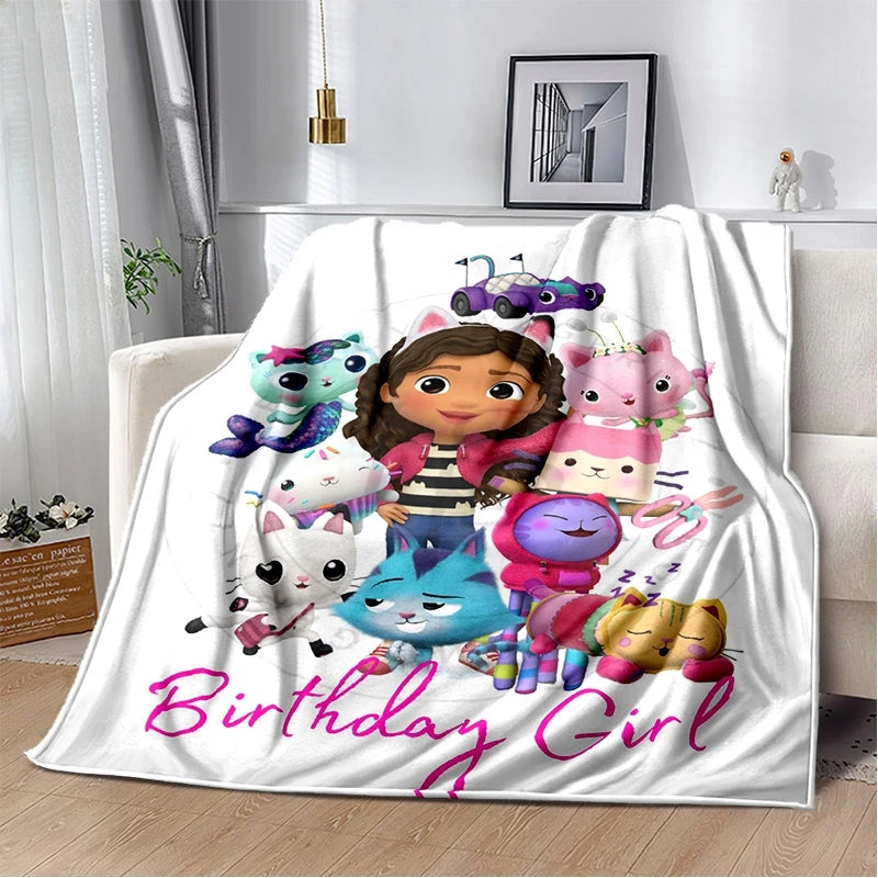 Cartoon Cute Gabbys Dollhouse Girl Soft Blankets,Keep Warm Throw Blanket Comfortable Blanket for Picnic Beds Sofa Home Bedroom