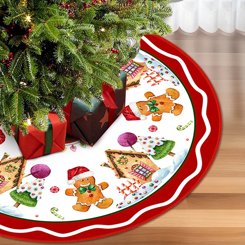 90/120cm Christmas Tree Skirt Mat Christmas Tree Foot Cover Santa Claus Snowflake Christmas Tree Carpet Base Mat Decorations