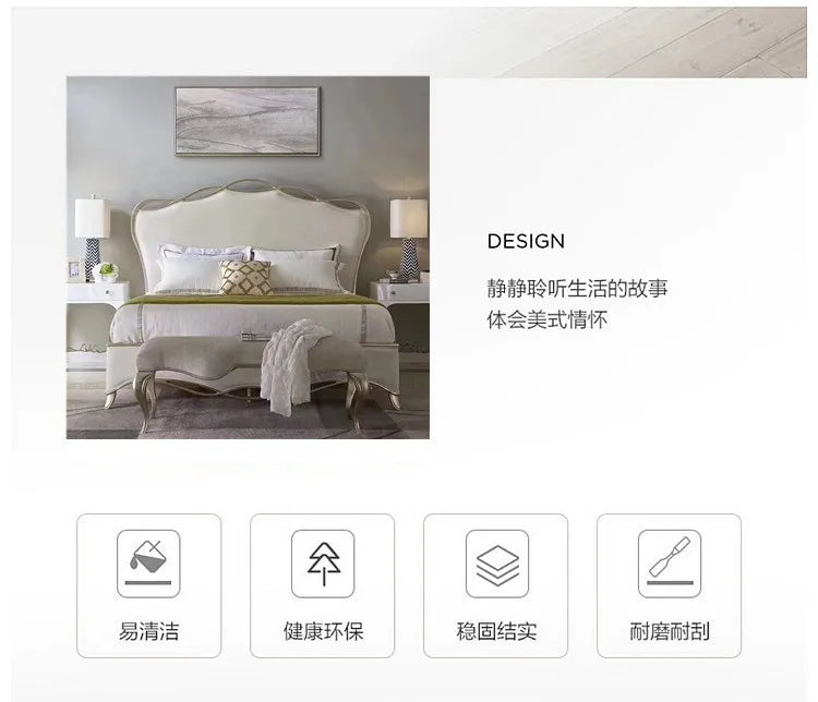 Clearance Adjustable Double Bed Aesthetic American White Modern Double Bed Luxury Queen Size Camas De Dormitorio Furniture Home