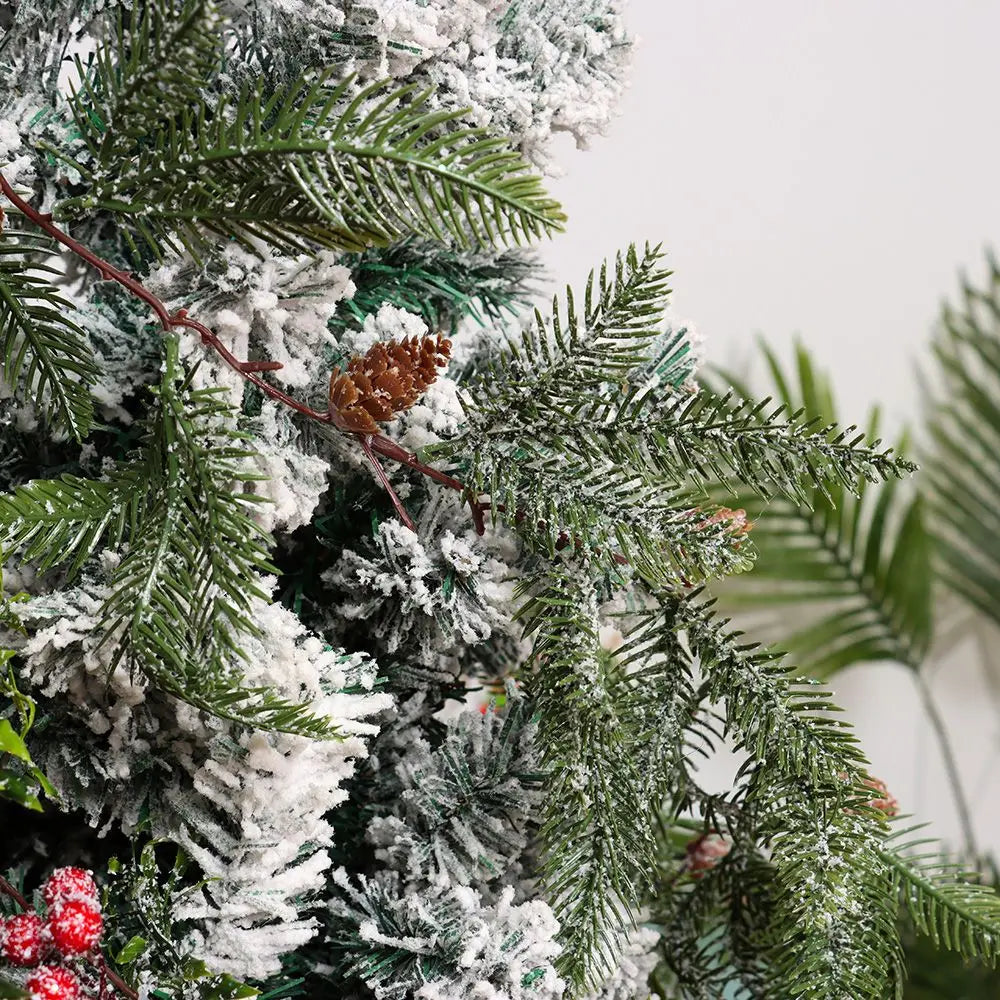 Gift Xmas Tree Ornament Leaves Branches Artificial Red Berries Christmas Decorative Garland Pine Cones Vine Hanging Wreath