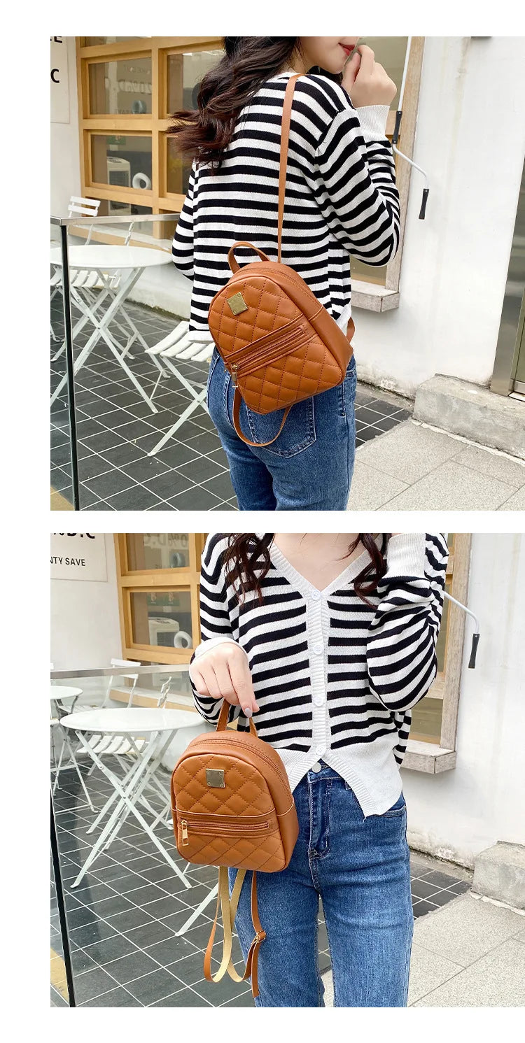 2024 new k-style quilted embroidered small school bag girls small backpack behalf of western style ladies backpack