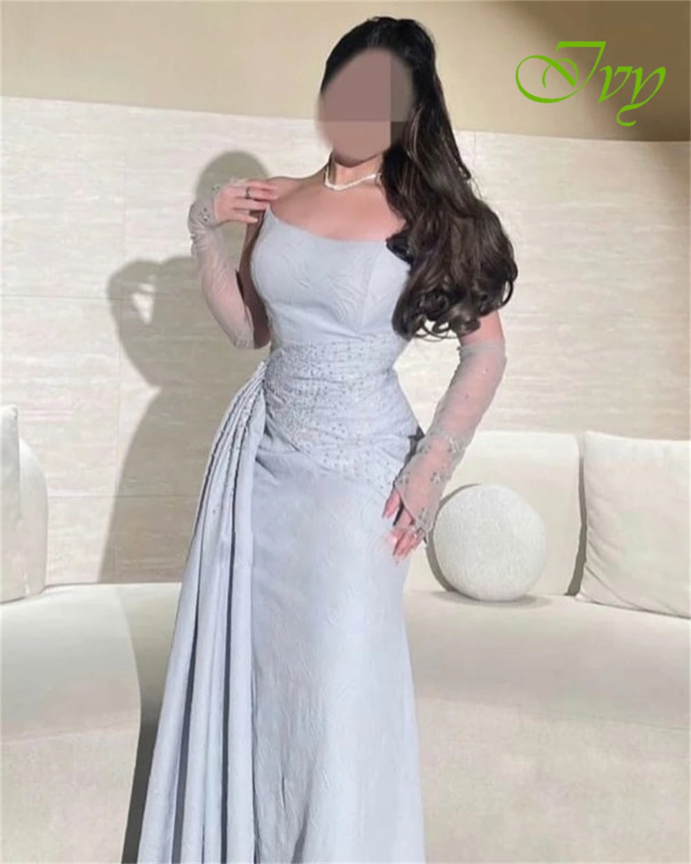 Customized Exquisite Strapless Sleeveless Evening Dress High Quality Chiffon Prom Dresses Temperament Bridal Party Gowns