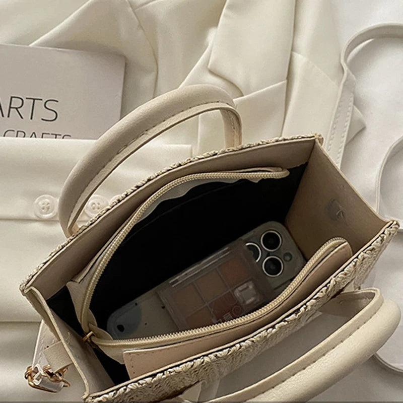 Summer Net Red Grass Woven Bag Crossbody Bag New Fashion Japanese Small Fresh Flower Woven Handbag Shoulder Bag