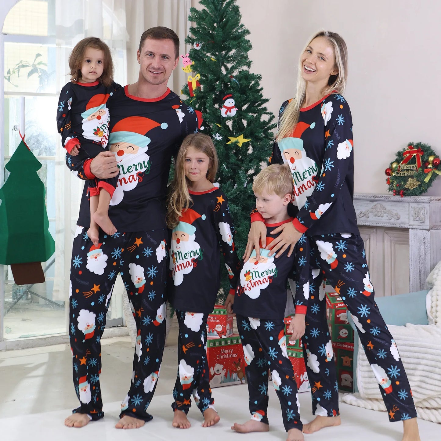 New Year's Clothes 2025 Family Look Pjs Cute Cartoon Parent-child Matching Pajamas Set Baby Dog Romper Pjs Full Sleeve Sleepwear