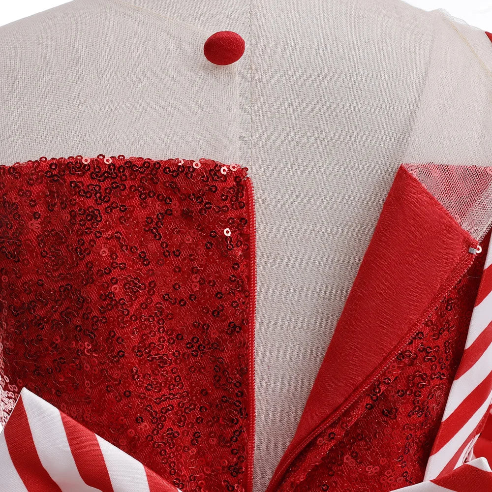 Christmas Cosplay Princess Dress Children Red New Year Carnival Clothes Girls Cartoon Xmas Tree Role Play Outfit Cute Costume