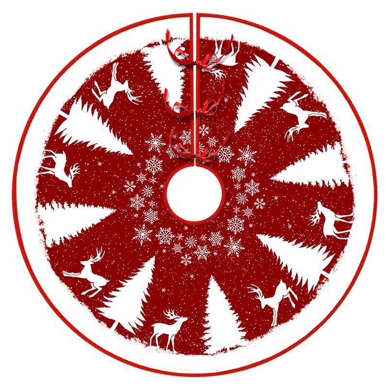 90/120cm Christmas Tree Skirt Mat Christmas Tree Foot Cover Santa Claus Snowflake Christmas Tree Carpet Base Mat Decorations