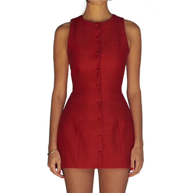 ASDS-Work Dresses For Women Summer Business Short Dress Sleeveless Button Down Formal Elegant Office Outfits