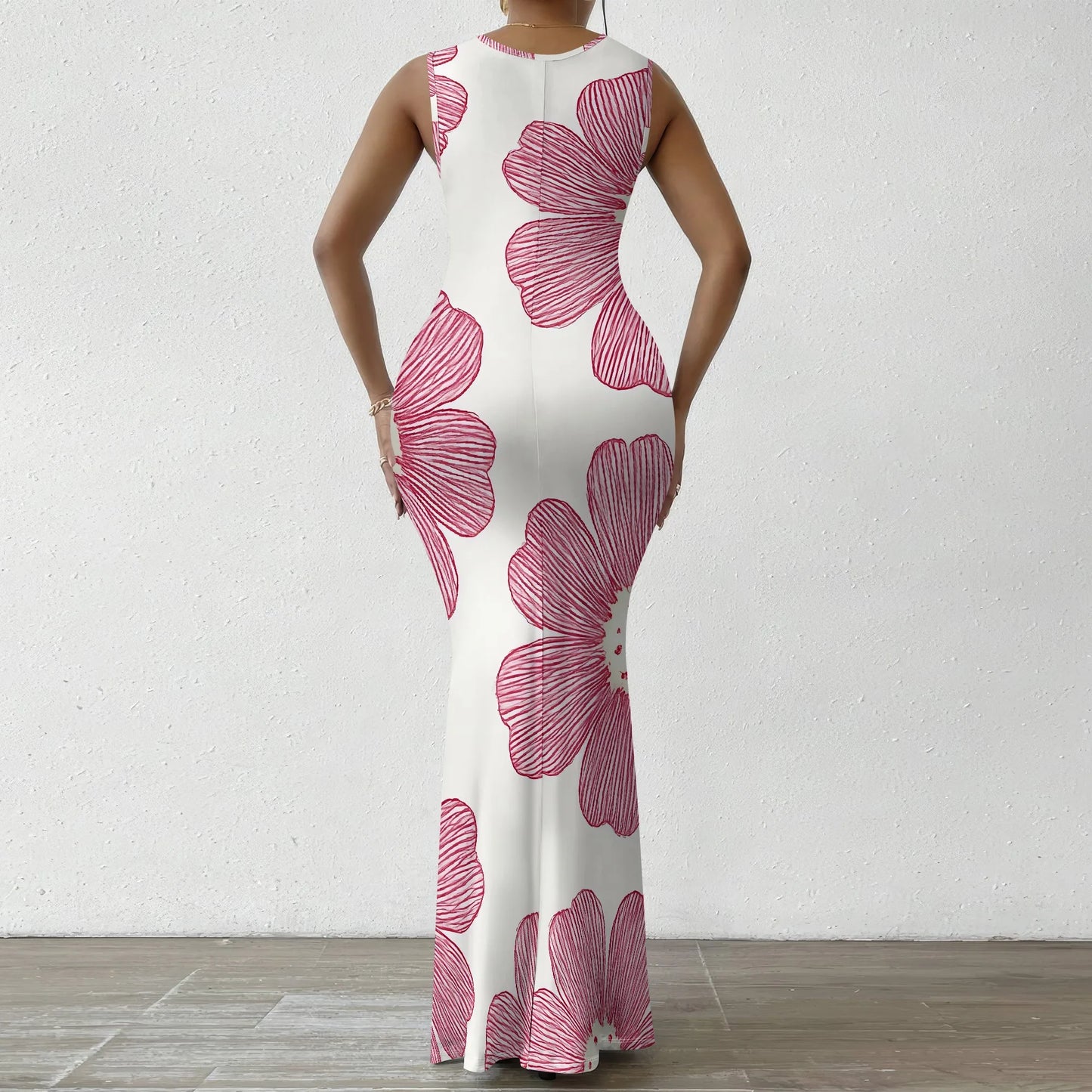 Women's Summer Rehearsal Dinner Dresses for Bride Sexy Floral Bodycon Dress Mermaid Elegant Sleeveless V Neck Formal Maxi Dresse