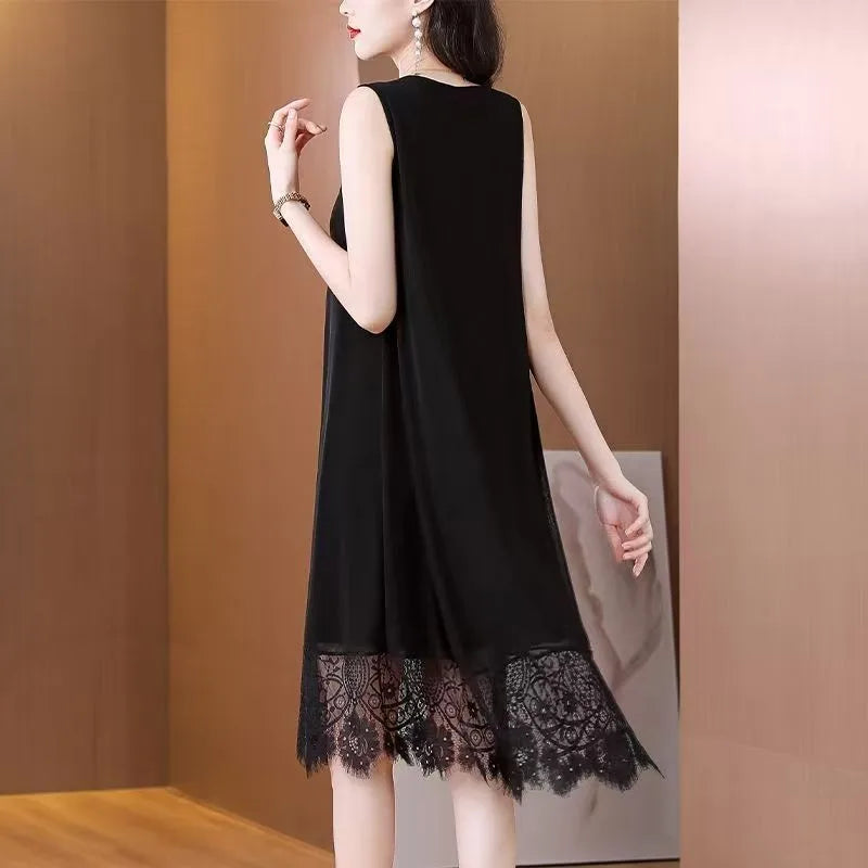 Women's Sleeveless Lace-Hemmed Dresses Multi-Color Summer Elegance for Day-to-Night 2025 Summer Plus Size Clothing