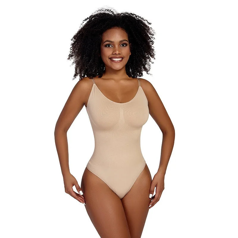 GUUDIA Spandex Bodysuit Thong String Shapewear Compression Body Shapers Cupless Wirefre Open Crotch Tummy Control Jumpsuit