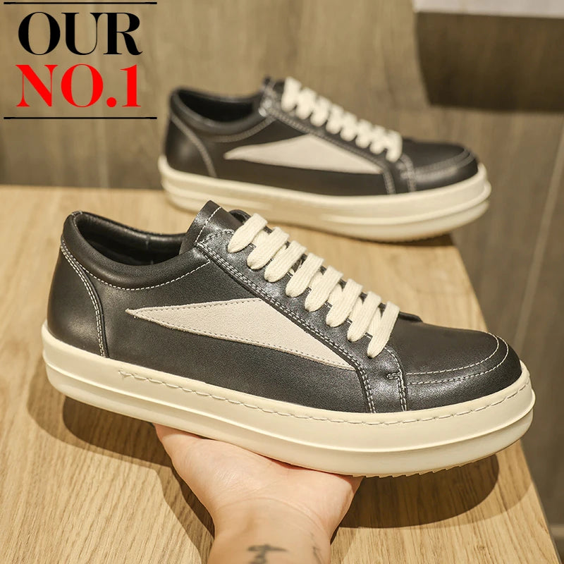 Shoes Leather Platform Sports Casual Shoes Black and White Retro Chalkboard Shoes Men's Boots Outdoor 2025 New Men's Shoes