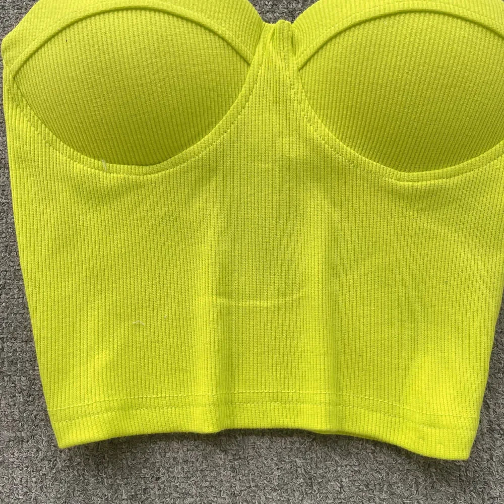 Strapless Western Style Skinny Tanks Camis for Women Summer Casual Solid Colours Female Corset Crop Tube Tops with Built In Bras