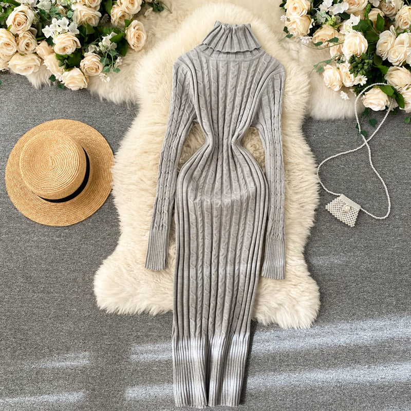 Seoulish Autumn Winter Twist Women's Wrap Knitted Dresses Long Sleeve Sheath Knitwear Office Bodycon Dress Female 2025 New