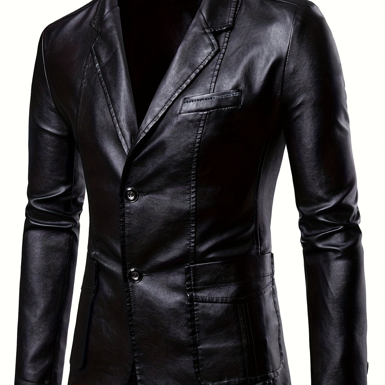 Men's PU Leather Jacket Casual Suit For Autumn And Winter, Old Money Style