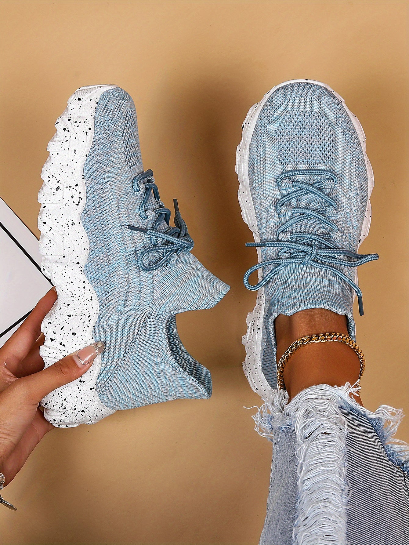 Women'S Casual Sports Sneakers, Striped Low Top Slip-On Shoes with Round Toe, Non-Slip Rubber Sole, Fabric Upper & Inner, All-Season Spring Footwear