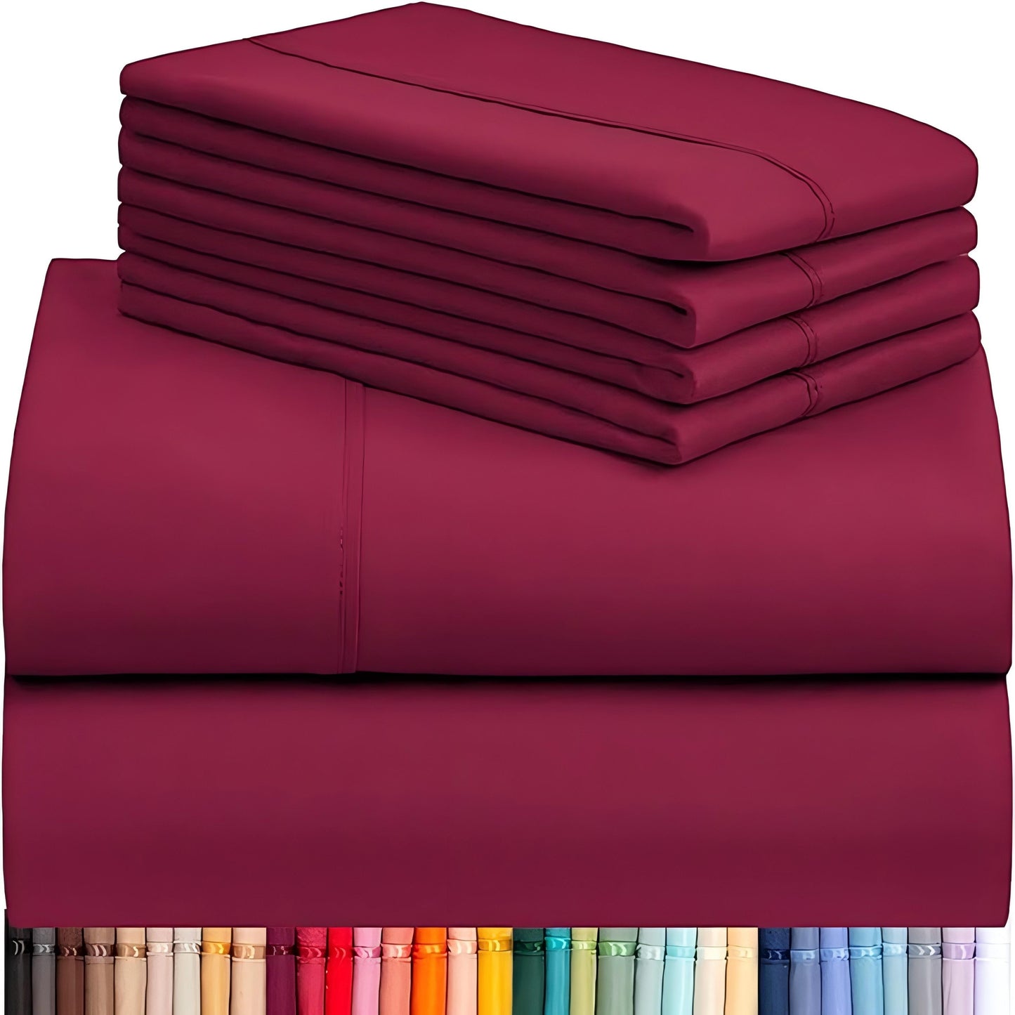 6pcs Luxury Cooling Bed Sheet Set, Soft Comfort Set, Queen Size Bedding Set, Breathable, Wrinkle Resistant,, Soft, with 18 Inch Deep Pockets, Bedroom, Guest Room, Hotel Bedding Set (1* Flat Sheet + 1* Fitted Sheet + 4* Pillow