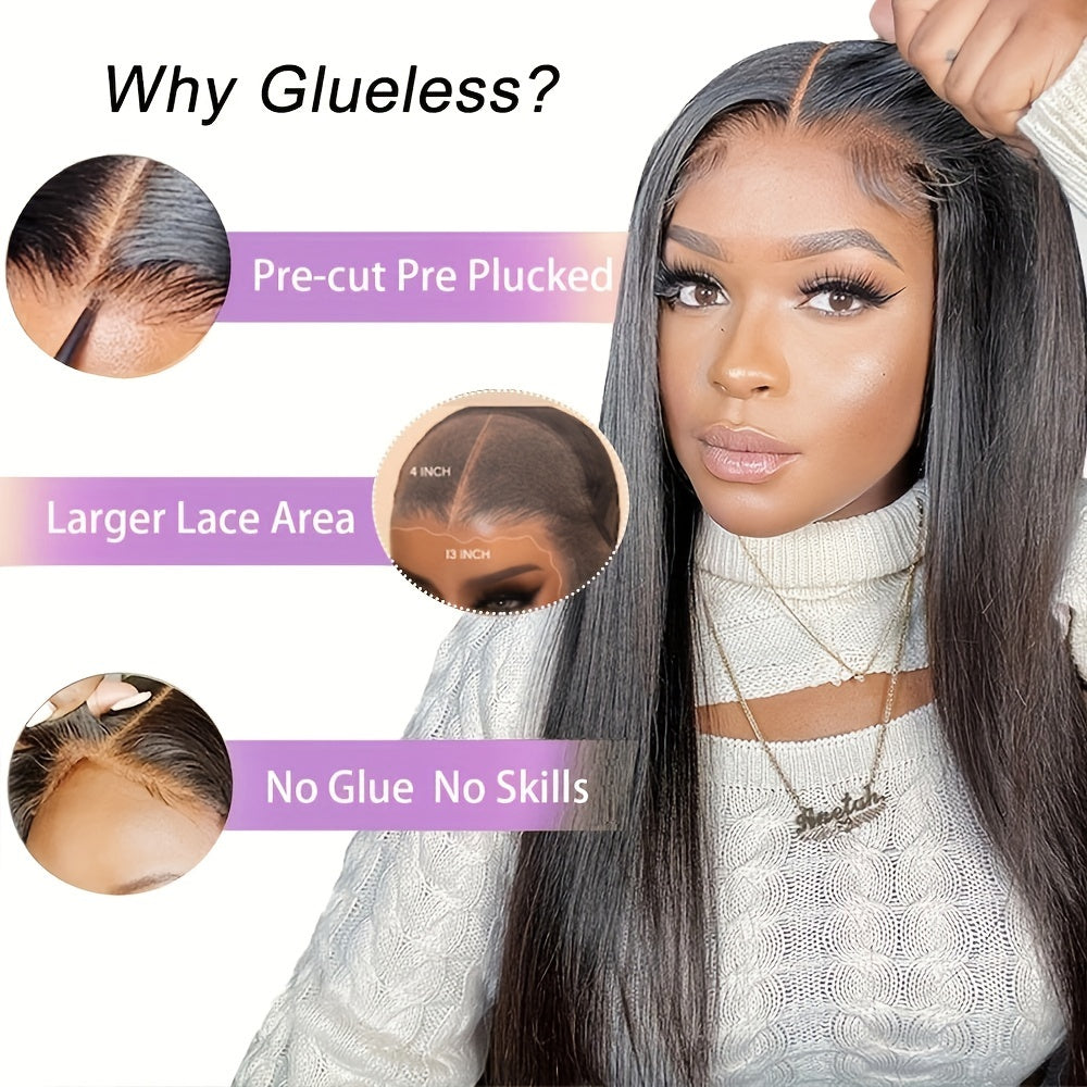 200% Density 13*4 Glueless Wigs Human Hair 13x4 Straight Lace Front Wig Human Hair Pre Plucked With Baby Hair Straight Brazilian Human Hair Wigs For Women Black Straight Wig