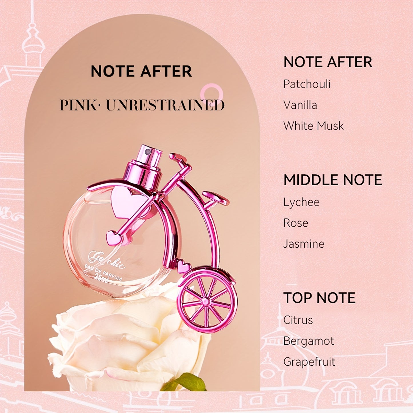 25ML Pink Intense Perfume Bike Styling Refreshing Oriental Floral Fragrance Parfum Spray with Gift Box Package Lasting and Charming Personal for Women