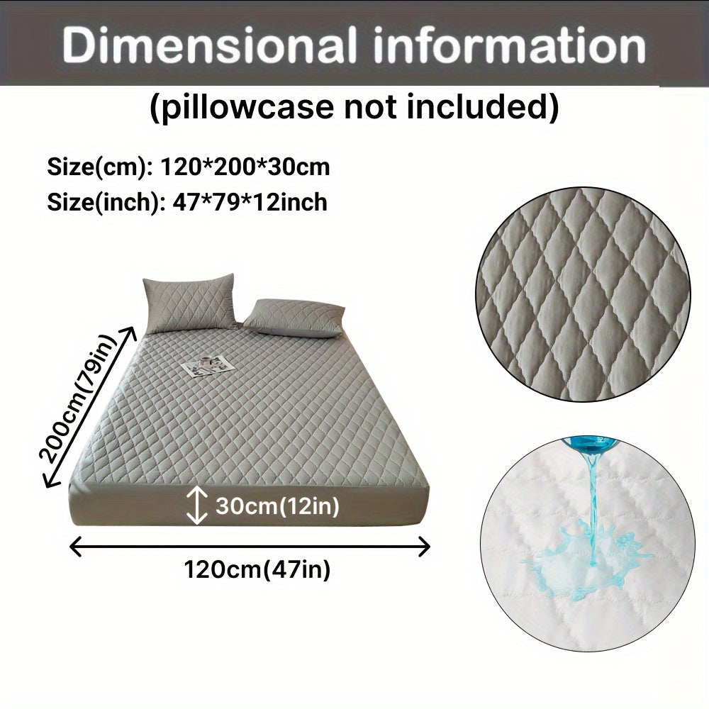 1pc Waterproof Mattress Cover, Soft and Comfortable Thick Bed Sheet, Breathable Dust-proof Urine-proof Quilted Mattress Protector, Suitable for Bedroom, Guest Room, White/Dark Blue/Dark Green/Gray