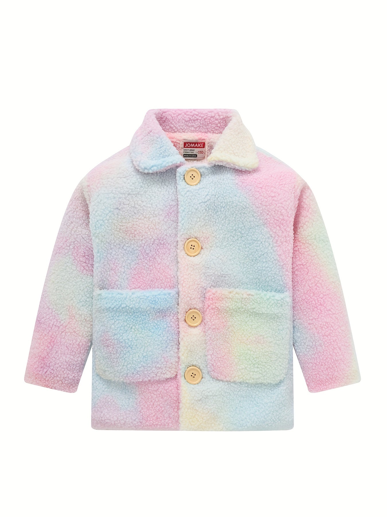 Girls' Cozy Fleece Jacket - Two-Tone Color Block with Plush Lining, Long Sleeves & Button Front, Casual Korean Style Winter Outerwear for Youngsters, Youngsters'S Winter Jacket | Buttonup Front Jacket | Plush Lining Jacket
