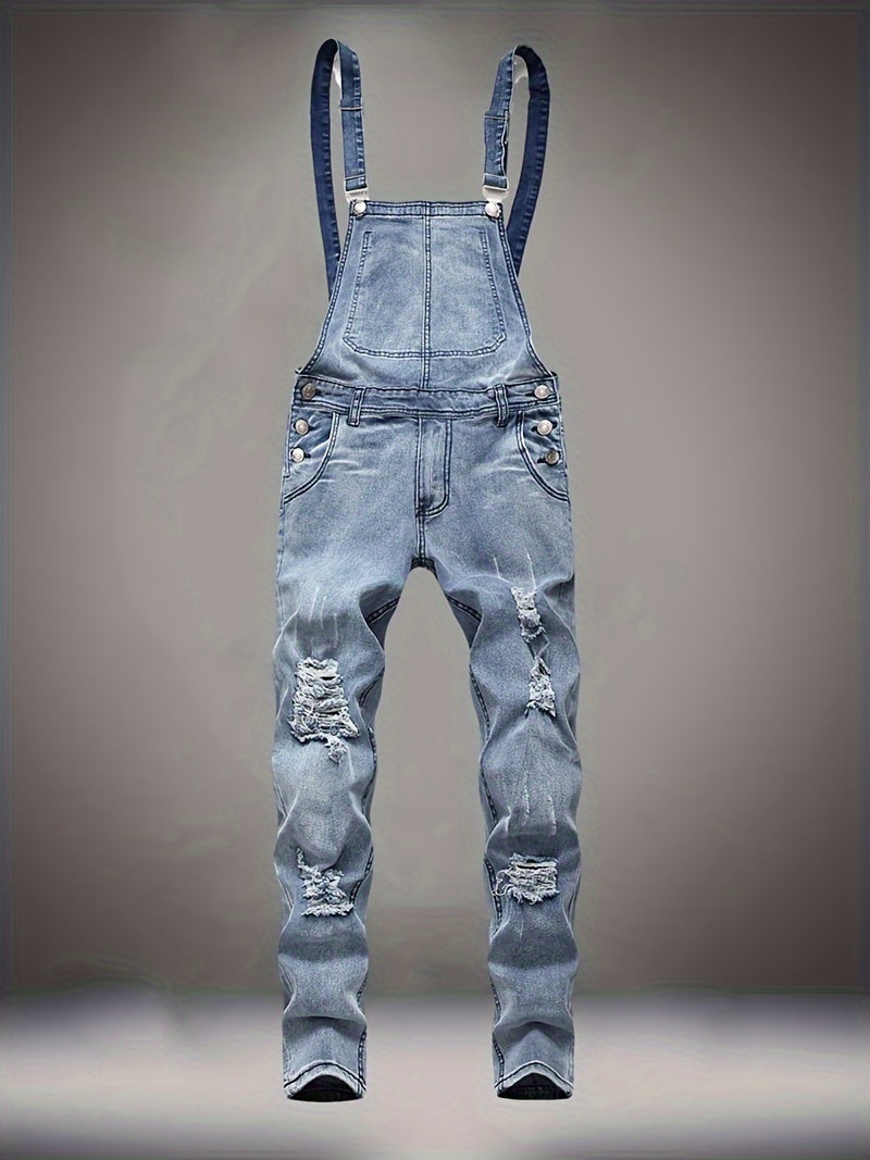 Stylish Slim Fit Ripped Jeans for Men - Soft Stretch Denim, Versatile Casual Wear, Machine Washable, Comfortable and Breathable, Perfect for Daily Life