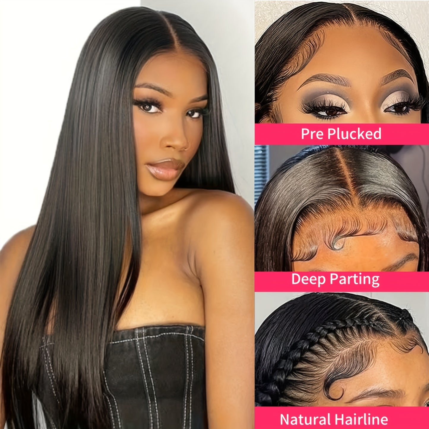 13x4 HD Lace Frontal Closure Brazilian Straight Human Hair Frontal 150% Density Brazilian Virgin Straight Hair Frontal Closures Natural Black Color