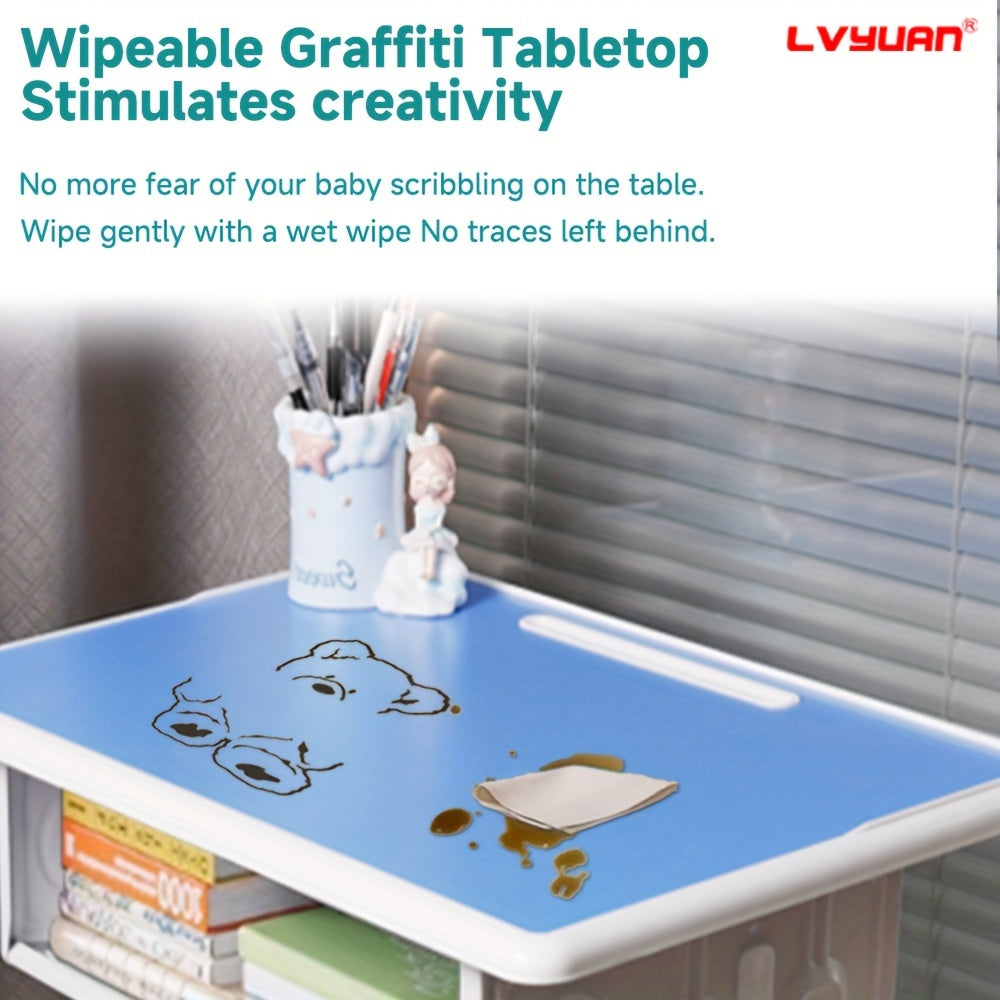 High-quality Children's Table And Chair Set, Height-adjustable Children's Study Table And Chair Set, Ergonomic, Suitable For Children Aged 3-18 Years, Primary School Pupils And Teenagers, Grey, Blue And Pink Colours Available