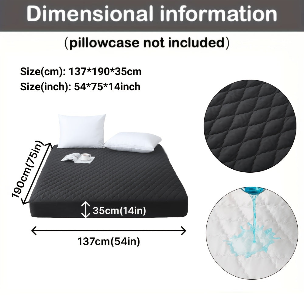 1pc Waterproof Mattress Cover, Soft and Comfortable Thick Bed Sheet, Breathable Dust-proof Urine-proof Quilted Mattress Protector, Suitable for Bedroom, Guest Room, White/Dark Blue/Dark Green/Gray