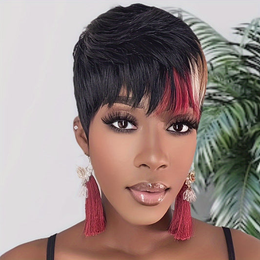 [1B Pixie Cut Human Hair Wig] Short Wigs for Balck Women Human Hair Pixie Cut Wig for Black Women 1B, 1B/613, Multi-color Brazilian Real Human Hair Pixie Wigs Human Hair Layered Short Wigs with Bangs Colored Glueless Wigs Ful