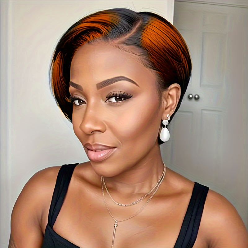 natraul look daily party use wig 150% density pixie wig 13*4 frontal transparent lace human hair wigs for women 8inch short straight pixie human hair