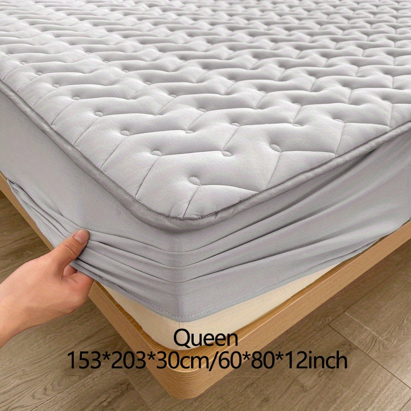 1pc Waterproof Fitted Sheet, Soft Comfortable Polyester Bedding Fitted Sheet, For Bedroom, Guest Room, With Deep Pocket, Fitted Bed Sheet Only