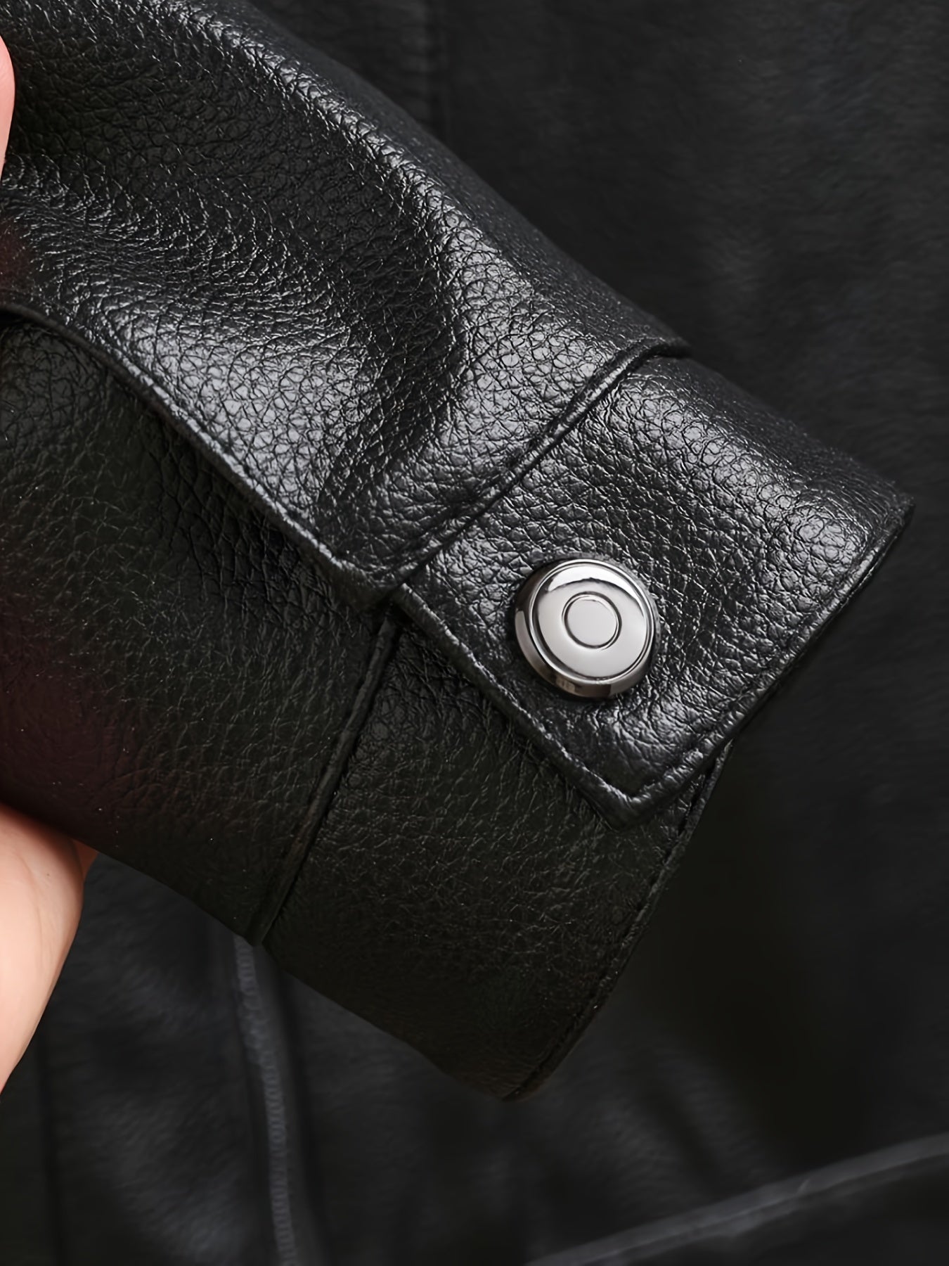 Full Zip Up PU Jacket, Men's Casual Windbreaker Jacket Faux Leather Coat Lapel Coat For Spring Autumn