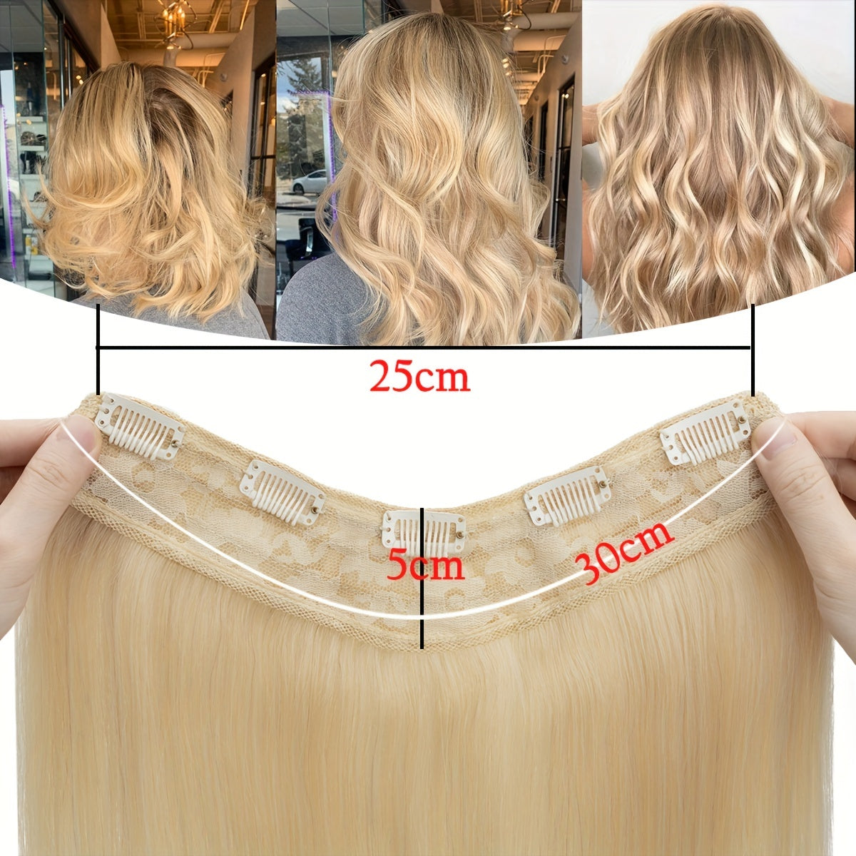 100% Human Hair V-Shap Clip In 100% Remy Human Hair Extensions One Piece 5 Clips Half Full Head 12in-22in Any Colors Hair Clips Hair Accessories