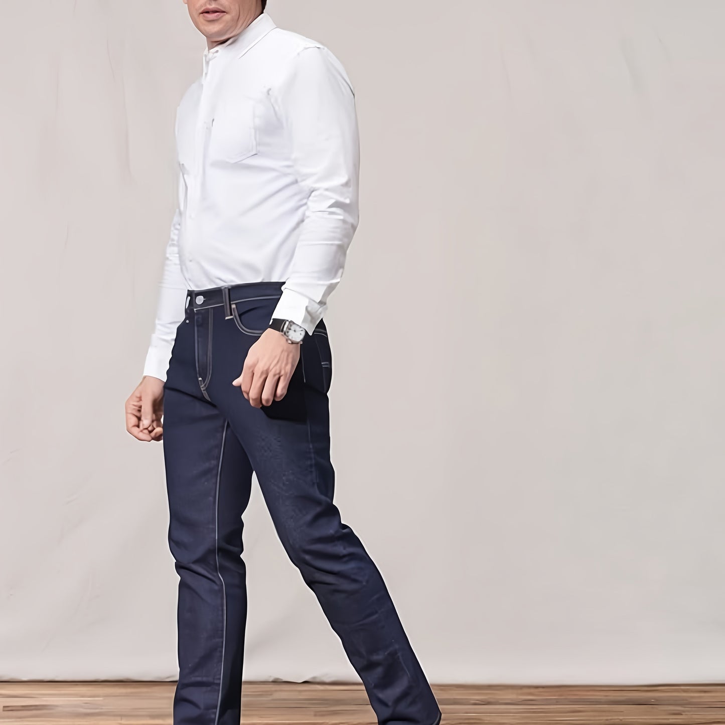 Straight-Leg Jeans, Classic Business Casual Jeans for Men, Denim Pants, Men'S Jeans, Slim-Fit Jeans, Skinny Jeans - Versatile All-Season Jeans, Business Jeans, Stylish Jeans, Regular Fit, Polyester Blend, Machine Washable.