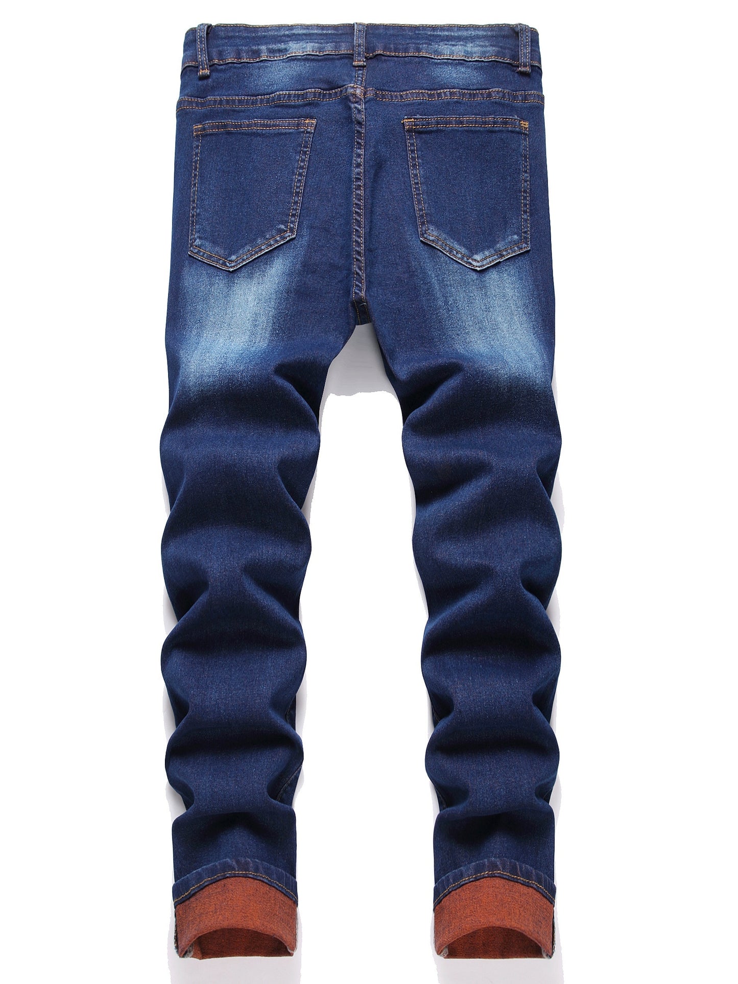 Men's Ripped Jeans Straight Leg Stretch Skinny Jeans For Men, Slim Fit Denim Pants
