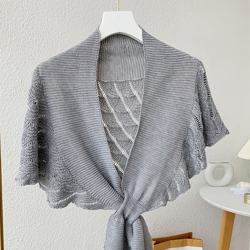 [Stylish Shawl] Lightweight, Breathable Polyester Women's Stylish Openwork Yarn Shawl | Versatile, Machine Washable, Perfect for Layering or Standalone Outfits, Weekend Casual Wrap