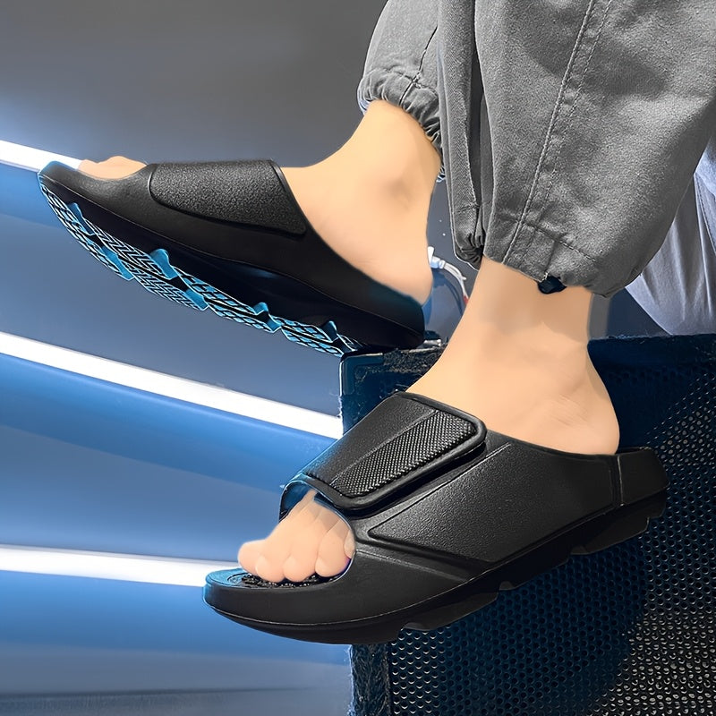 Men'S Breathable Massage Sandals - Comfortable EVA Summer Slides with Arch Support, Hook-and-Loop Closure, and Comfortable Heel for Outdoor, Beach, and Casual Wear, Strappy Sandal