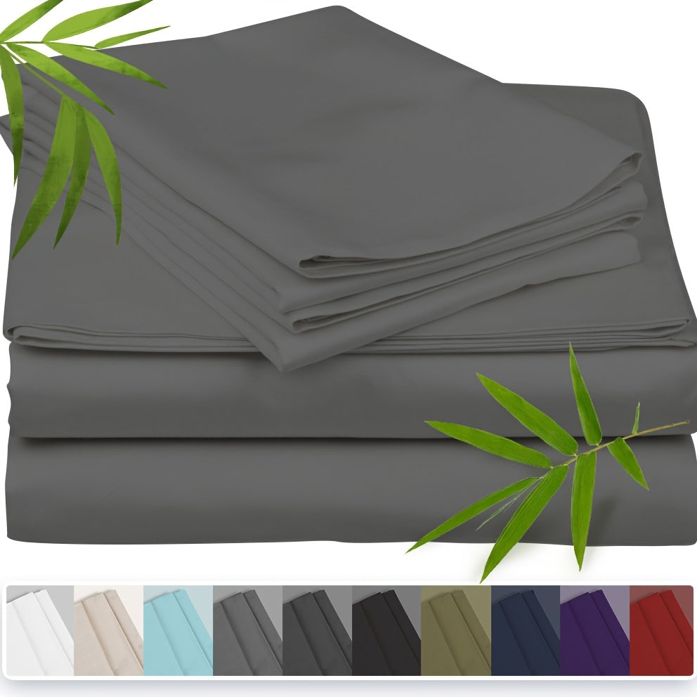 [3pcs Super Soft Bamboo Bed] Emircey 3pcs Set 100% Bamboo Fiber Bed, Super Soft, Comfortable - Hotel Luxury Bed Sheet+Pillowcase, Deep Pocket, Easy to Fit, Wrinkle Free, 1 Bed Sheet+2 Pillowcases