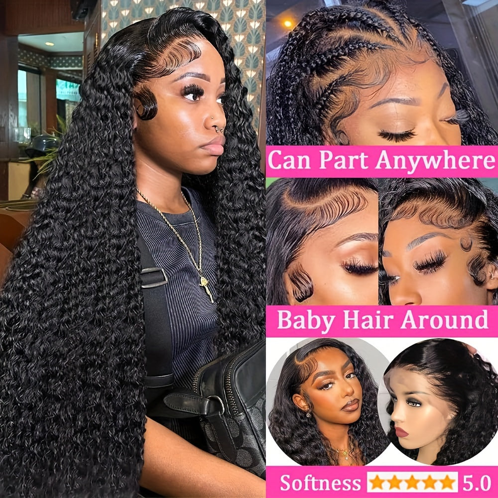 200% Density 13x6 Deep Wave Lace Front Wigs Human Hair 13x6 HD Lace Deep Curly Glueless Frontal Wigs Human Hair Pre Plucked For Women