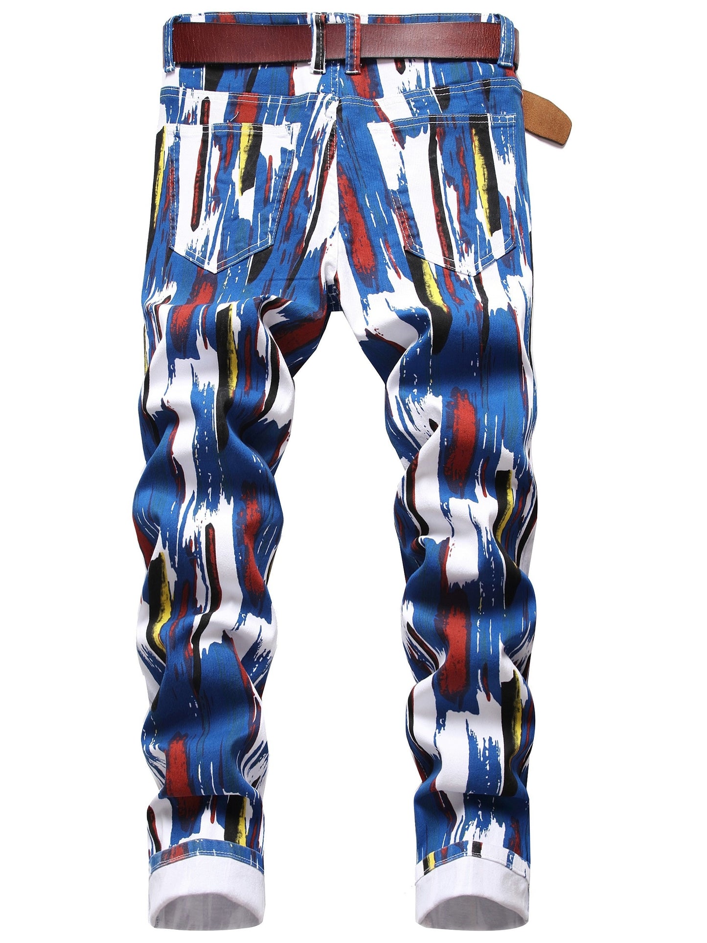 Mens Printed Jeans - Premium Jeans for Men Slim Fit - Skinny Stretch Denim Printed Pants for Men