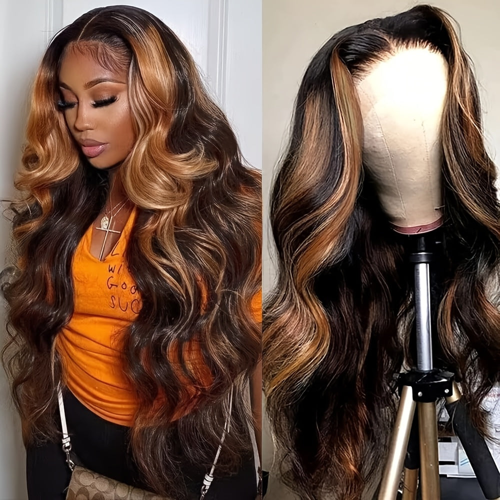 BTOMAR 13x6 HD Lace Front Wig - Density Real Human Hair Wavy Curl, Pre-Rooted Gradient Color Change, Natural Look for Women, Vacation & Party Elegance, Daily & Work Use, Anti-Tangle Hairpiece, Hair Wigs, Stylish Hair Accessor