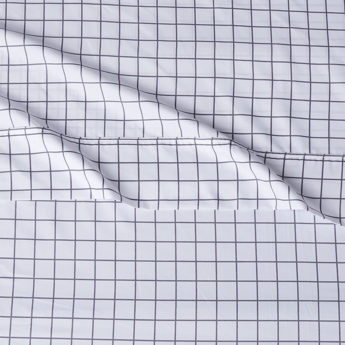 4-Piece Lightweight Super Soft Easy Care Microfiber Bed Sheet Set with14” Deep Pockets - Double / Full, Blue Gray Windowpane