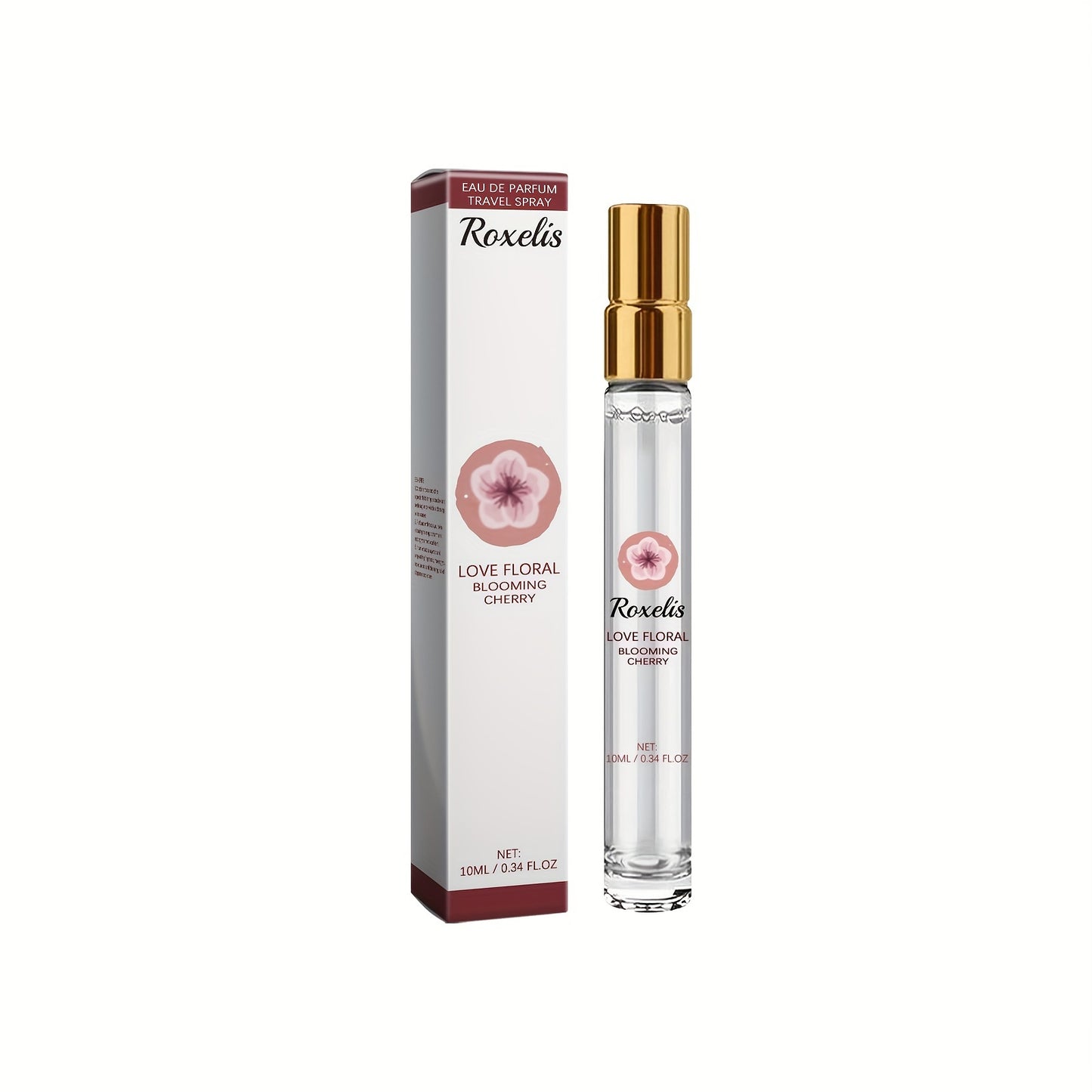 Roxelis Love Floral Cherry Eau de Parfum for Women - Long-Lasting, Fresh Scent with Floral Notes of Jasmine & Rose, Alcohol-Free, Light & Non-Greasy - 10ml/0.34FL.OZ