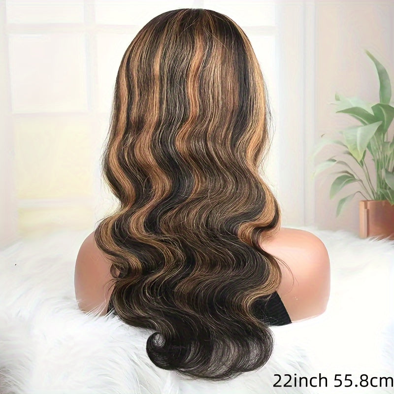 BTOMAR 13x6 HD Lace Front Wig - Density Real Human Hair Wavy Curl, Pre-Rooted Gradient Color Change, Natural Look for Women, Vacation & Party Elegance, Daily & Work Use, Anti-Tangle Hairpiece, Hair Wigs, Stylish Hair Accessor