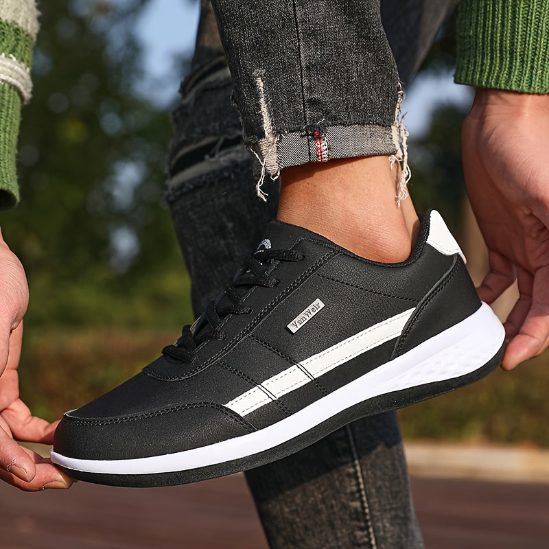 [Lightweight Running Shoes] VanWeir Men's Lightweight Running Shoes | Navy Blue & White, Stability Lace-Up Sneakers with MD/TPR Sole, Breathable Fabric Lining for Outdoor Sports, Hiking & Casual Wear