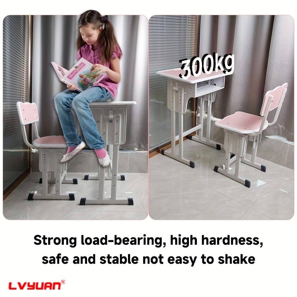 High-quality Children's Table And Chair Set, Height-adjustable Children's Study Table And Chair Set, Ergonomic, Suitable For Children Aged 3-18 Years, Primary School Pupils And Teenagers, Grey, Blue And Pink Colours Available