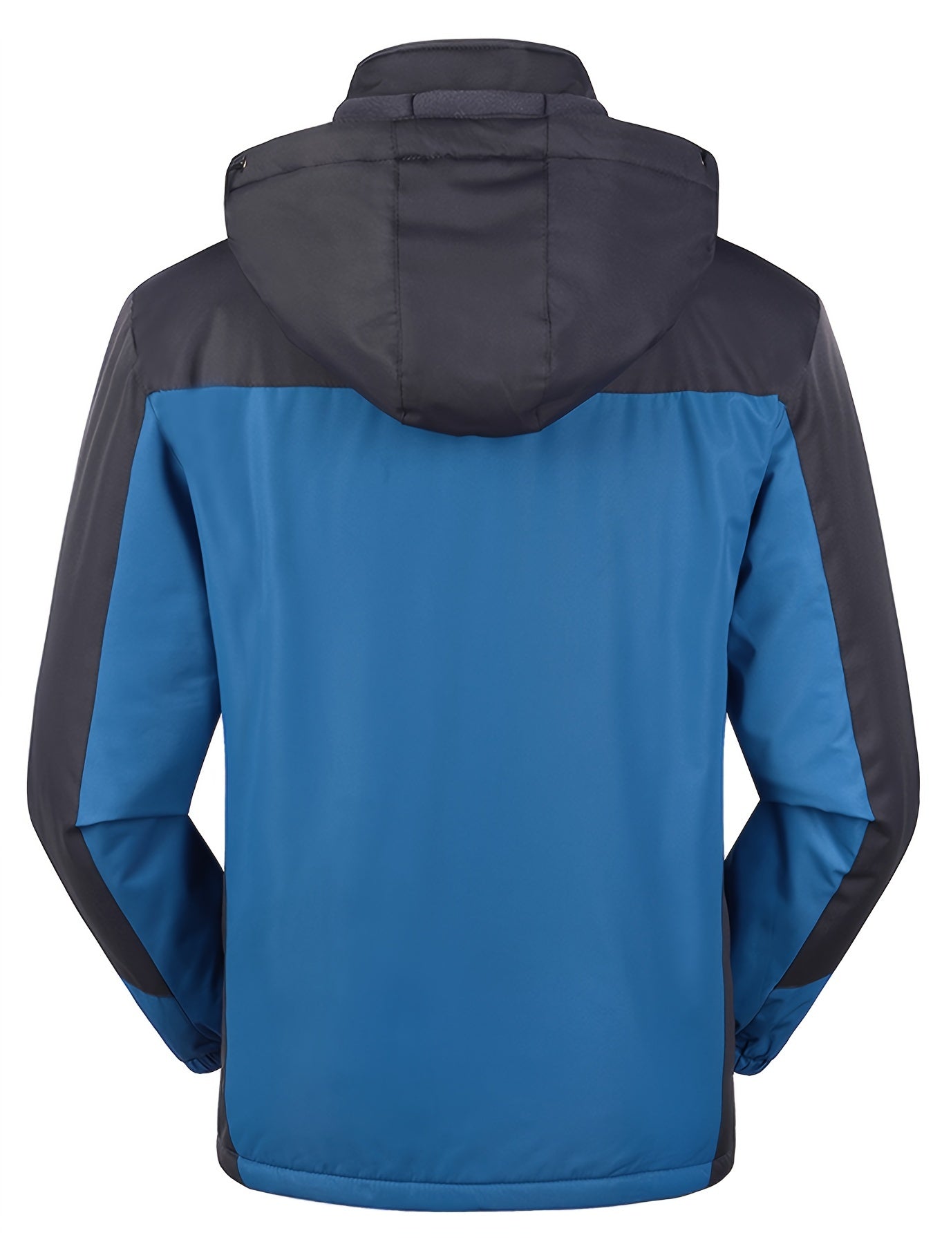 Men'S Casual Color Block Thick Hooded Jacket, Windproof Single-Layer Fleece Jacket for Fall Winter Jacket Gifts